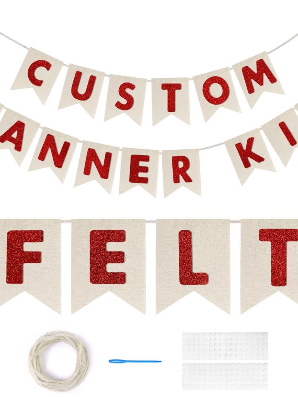 Custom Banner Kit, 28 Burlap Banner with 92 Felt Letters, Make Your Own Diy Cust